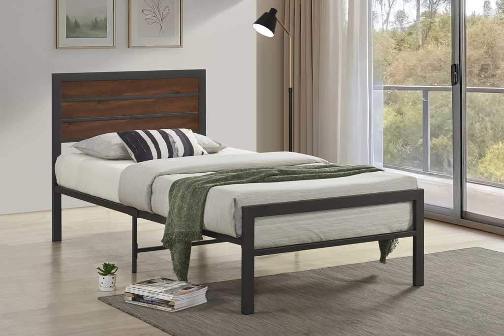 Dino Brown/Gray Metal Twin Platform Bed from Happy Homes - Luna Furniture
