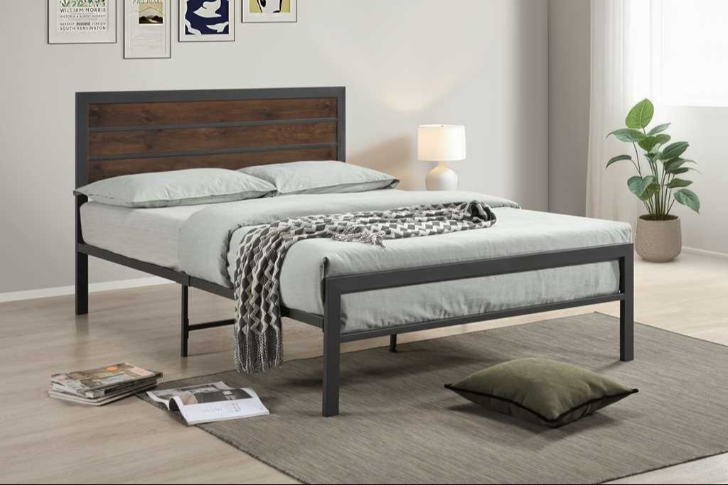 Dino Brown/Gray Metal Full Platform Bed from Happy Homes - Luna Furniture