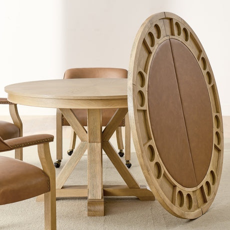 Rylie 48-inch Round Counter Dining Table with 4 Drawers, Natural Finish from Steve Silver - Luna Furniture