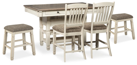 Bolanburg Antique White Counter Height Dining Table and 4 Barstools from Ashley - Luna Furniture