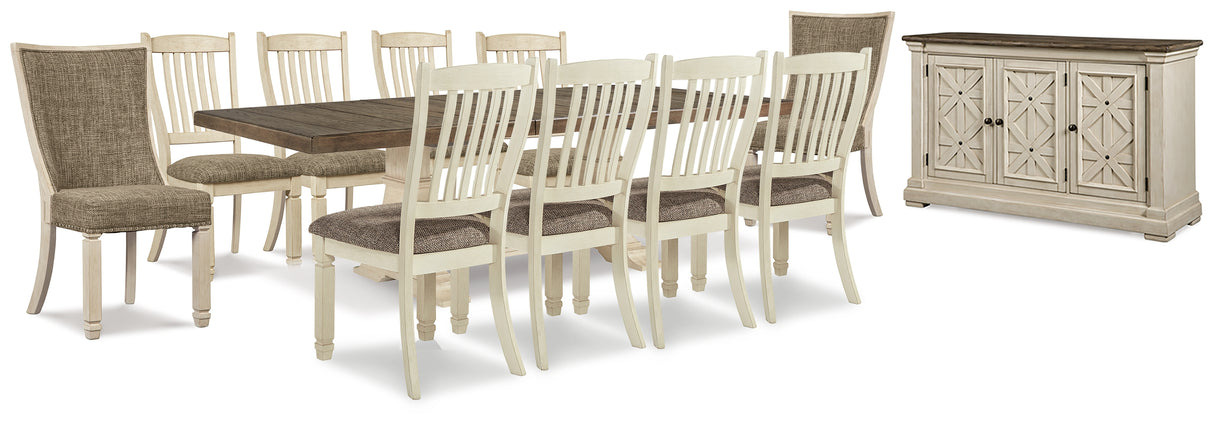 Bolanburg Dining Table and 10 Chairs with Storage in Antique White from Ashley - Luna Furniture