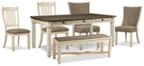 Bolanburg Dining Table and 4 Chairs and Bench in Two-tone from Ashley Furniture - Luna Furniture
