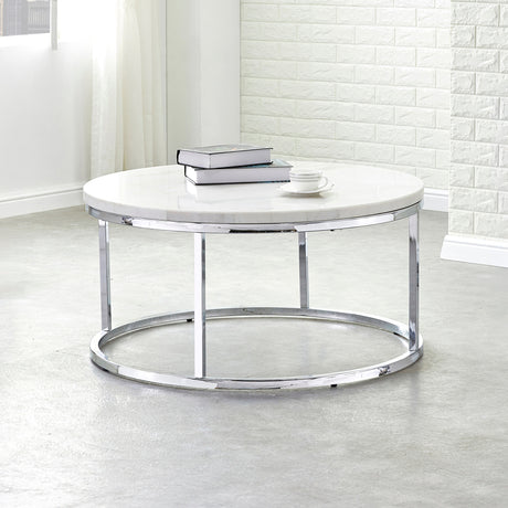 Echo White Marble Top Round Cocktail Table from Steve Silver - Luna Furniture