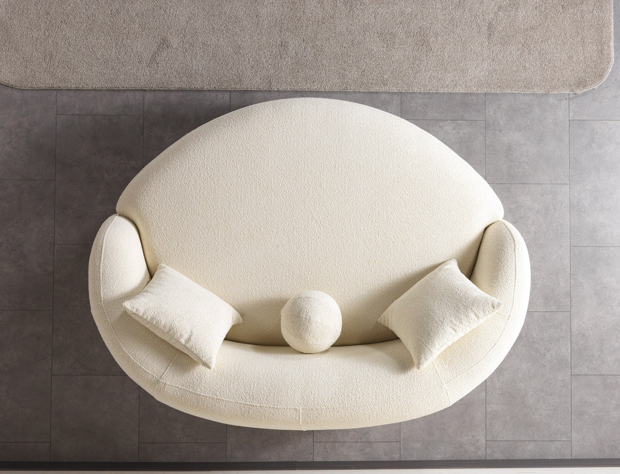 Bonita Ivory Boucle Round Sofa from Nova Furniture - Luna Furniture