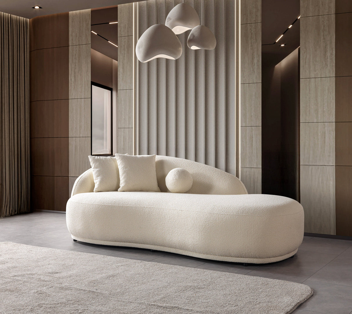 Bonita Ivory Boucle Sofa Chaise from Nova Furniture - Luna Furniture