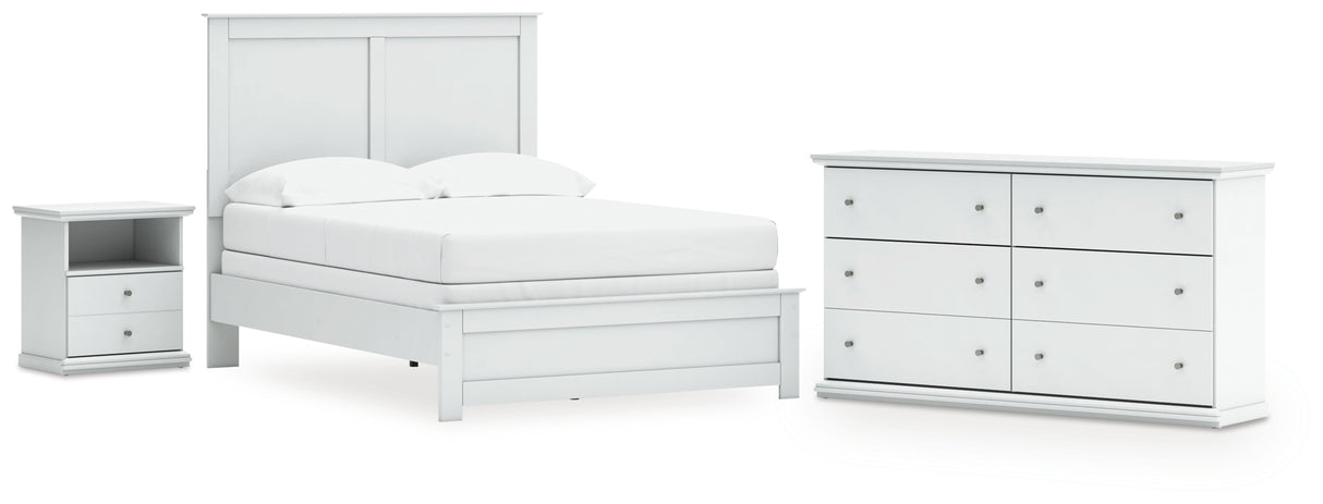 Bostwick Shoals Full Panel Bed with Dresser and Nightstand in White from Ashley - Luna Furniture
