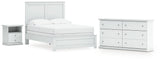 Bostwick Shoals Full Panel Bed with Dresser and Nightstand in White from Ashley - Luna Furniture
