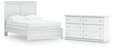 Bostwick Shoals Full Panel Bed with Dresser in White from Ashley - Luna Furniture