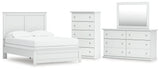 Bostwick Shoals Full Panel Bed with Mirrored Dresser and Chest in White from Ashley - Luna Furniture
