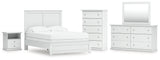 Bostwick Shoals Full Panel Bed with Mirrored Dresser, Chest and Nightstand in White from Ashley - Luna Furniture