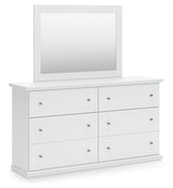 Bostwick Shoals Full Panel Bed with Mirrored Dresser in White from Ashley - Luna Furniture