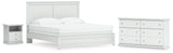 Bostwick Shoals King Panel Bed with Dresser and Nightstand in White from Ashley - Luna Furniture