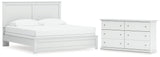 Bostwick Shoals King Panel Bed with Dresser in White from Ashley - Luna Furniture