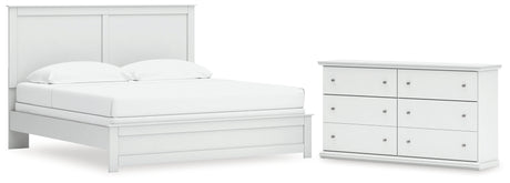 Bostwick Shoals King Panel Bed with Dresser in White from Ashley - Luna Furniture
