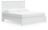 Bostwick Shoals King Panel Bed with Mirrored Dresser and Chest in White from Ashley - Luna Furniture