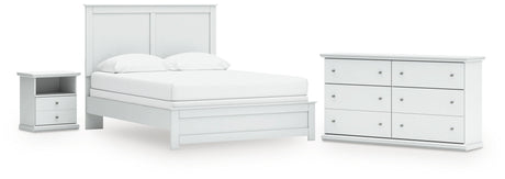Bostwick Shoals Queen Panel Bed with Dresser and Nightstand in White from Ashley - Luna Furniture