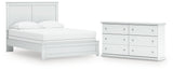 Bostwick Shoals Queen Panel Bed with Dresser in White from Ashley - Luna Furniture