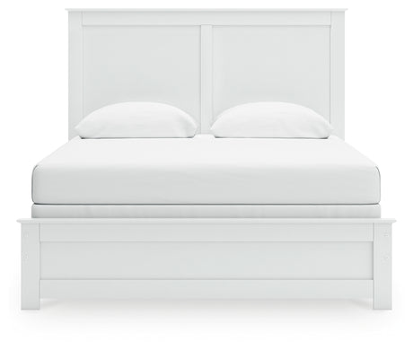 Bostwick Shoals Queen Panel Bed with Mirrored Dresser and Nightstand in White from Ashley - Luna Furniture