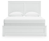 Bostwick Shoals Queen Panel Bed with Mirrored Dresser, Chest and 2 Nightstands in White from Ashley - Luna Furniture