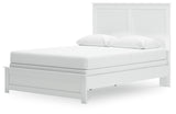 Bostwick Shoals Queen Panel Bed with Mirrored Dresser, Chest and 2 Nightstands in White from Ashley - Luna Furniture