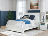 Bostwick Shoals Queen Panel Bed with Mirrored Dresser, Chest and Nightstand in White from Ashley - Luna Furniture