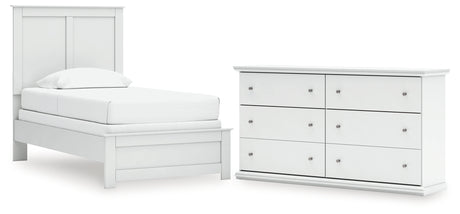 Bostwick Shoals Twin Panel Bed with Dresser in White from Ashley - Luna Furniture
