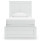 Bostwick Shoals Twin Panel Bed with Mirrored Dresser and Chest in White from Ashley - Luna Furniture