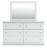 Bostwick Shoals Twin Panel Bed with Mirrored Dresser, Chest and 2 Nightstands in White from Ashley - Luna Furniture
