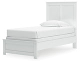 Bostwick Shoals Twin Panel Bed with Mirrored Dresser, Chest and Nightstand in White from Ashley - Luna Furniture