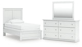 Bostwick Shoals Twin Panel Bed with Mirrored Dresser in White from Ashley - Luna Furniture