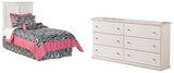 Bostwick Shoals Twin Panel Headboard Bed with Dresser in White from Ashley - Luna Furniture