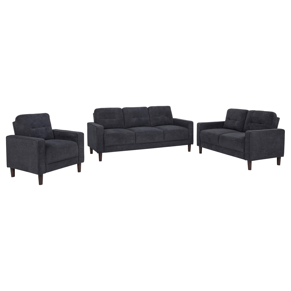 Bowen Gray 3-Piece Upholstered Track Arm Living Room Set from Coaster - Luna Furniture