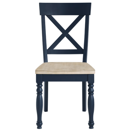 Darcy Solid Wood Side Chair, Midnight Blue and Natural Finish, Set of 2 from Steve Silver - Luna Furniture