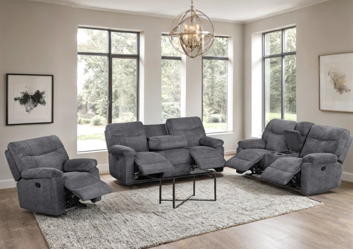 Bravo Gray 3-Piece Reclining Set from Happy Homes - Luna Furniture