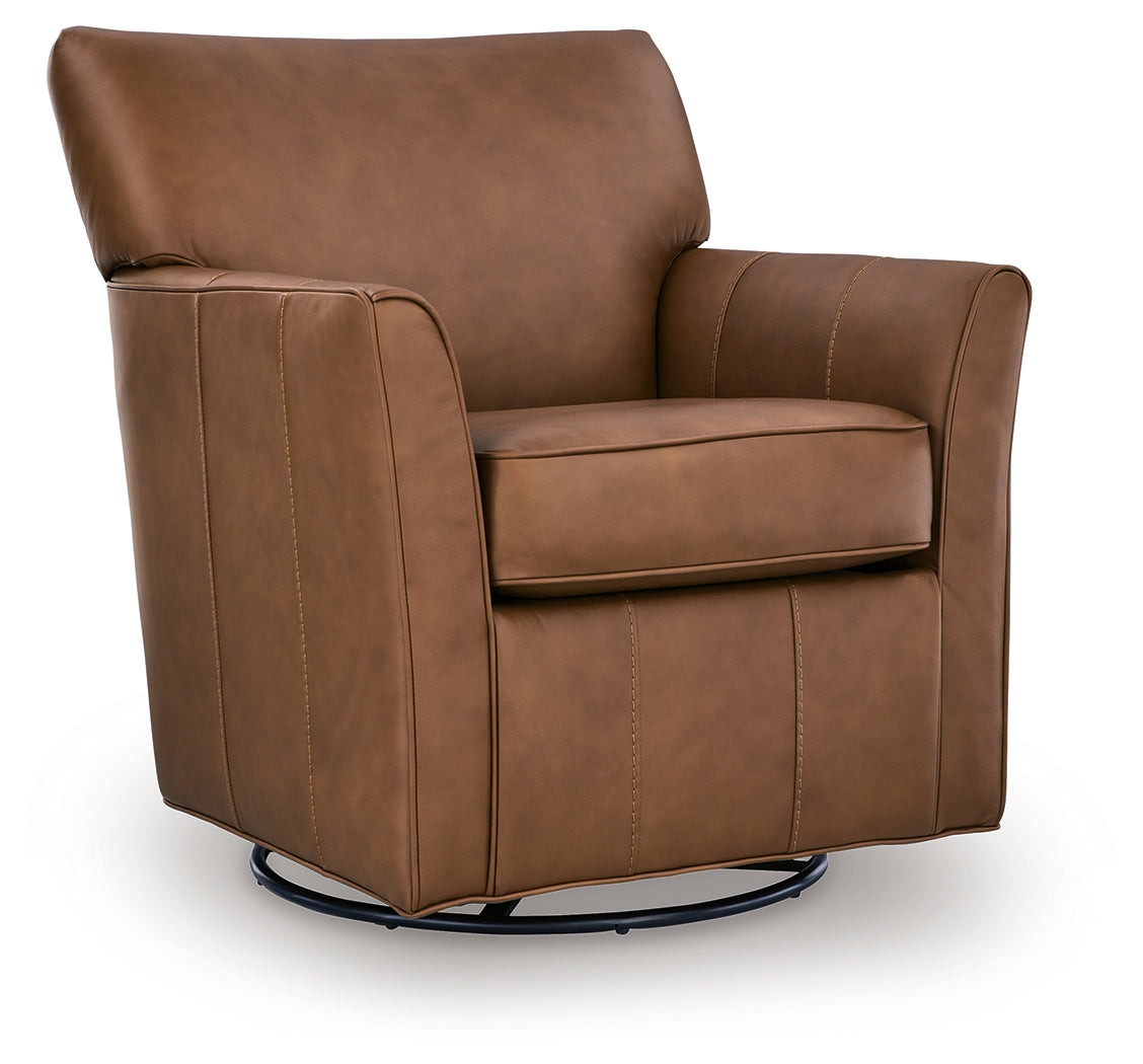 Braydunn Caramel Swivel Glider Accent Chair from Ashley - Luna Furniture