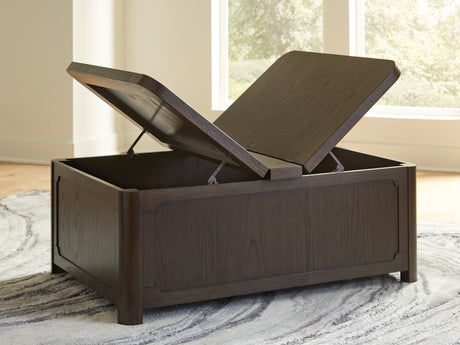Breckington Dark Brown Coffee Table With Storage from Ashley - Luna Furniture