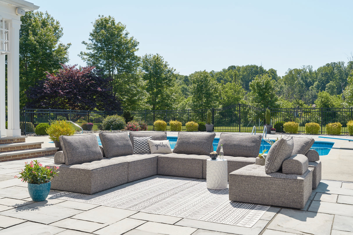 Bree Zee 8-Piece Outdoor Sectional with Lounge Chair in Brown from Ashley Furniture - Luna Furniture
