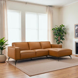 Brenham Cognac Vegan Leather LAF Chaise Sectional Sofa from Midinmod - Luna Furniture