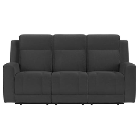 Brentwood Dark Charcoal 2-Piece Upholstered Motion Reclining Sofa Set from Coaster - Luna Furniture