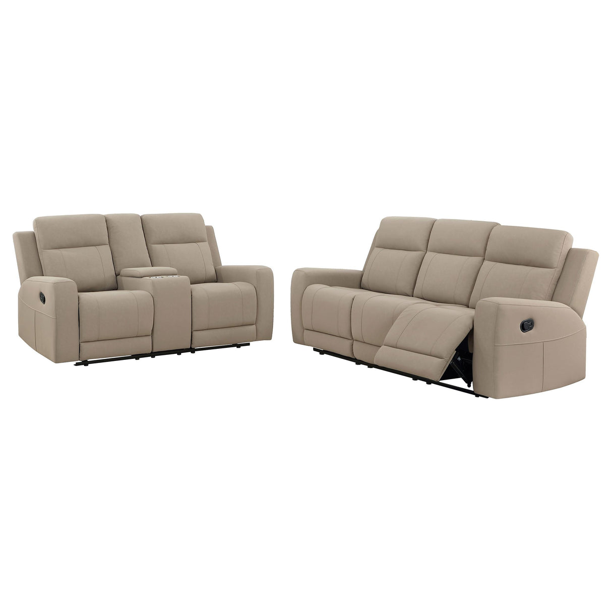 Brentwood 2-piece Upholstered Motion Reclining Sofa Set Taupe - 610281-S2