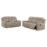 Brentwood Taupe 2-Piece Upholstered Motion Reclining Sofa Set from Coaster - Luna Furniture