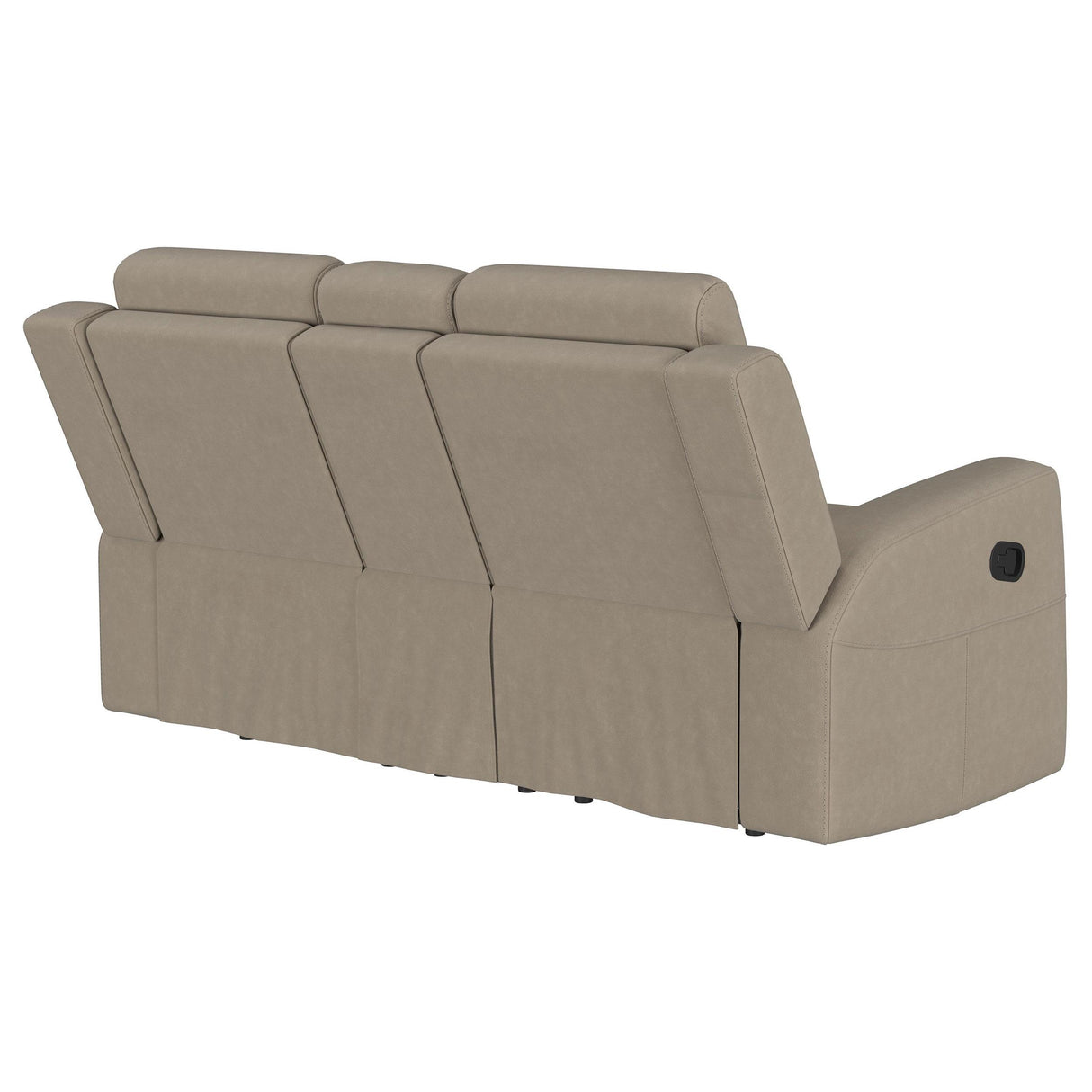 Brentwood Taupe Upholstered Motion Reclining Loveseat with Console from Coaster - Luna Furniture