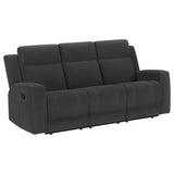 Brentwood Dark Charcoal Upholstered Motion Reclining Sofa from Coaster - Luna Furniture