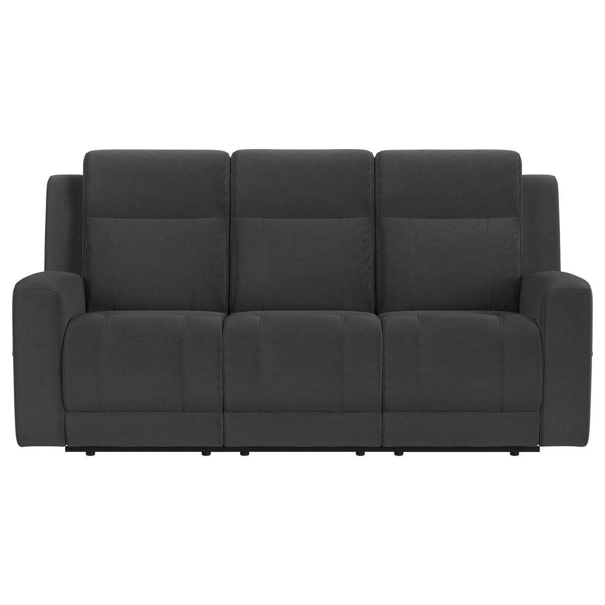 Brentwood Dark Charcoal Upholstered Motion Reclining Sofa from Coaster - Luna Furniture