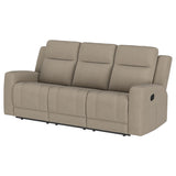 Brentwood Taupe Upholstered Motion Reclining Sofa from Coaster - Luna Furniture