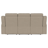 Brentwood Taupe Upholstered Motion Reclining Sofa from Coaster - Luna Furniture