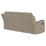 Brentwood Taupe Upholstered Motion Reclining Sofa from Coaster - Luna Furniture