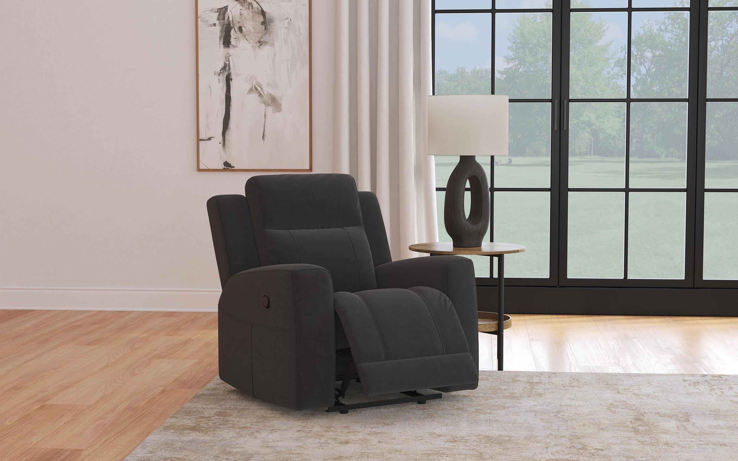 Brentwood Dark Charcoal Upholstered Recliner Chair – Luna Furniture