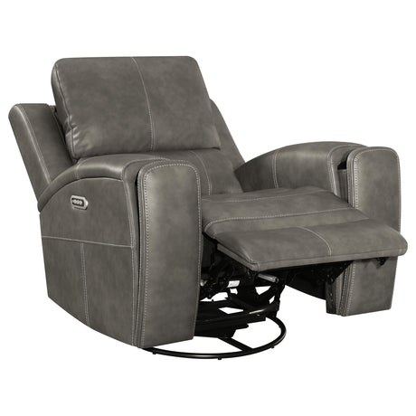 Brickston Charcoal Triple Power Swivel Glider Recliner from Coaster - Luna Furniture