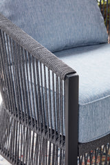 Bridges Beach Gray Outdoor Love/Chairs/Table Set (Set of 4) from Ashley - Luna Furniture